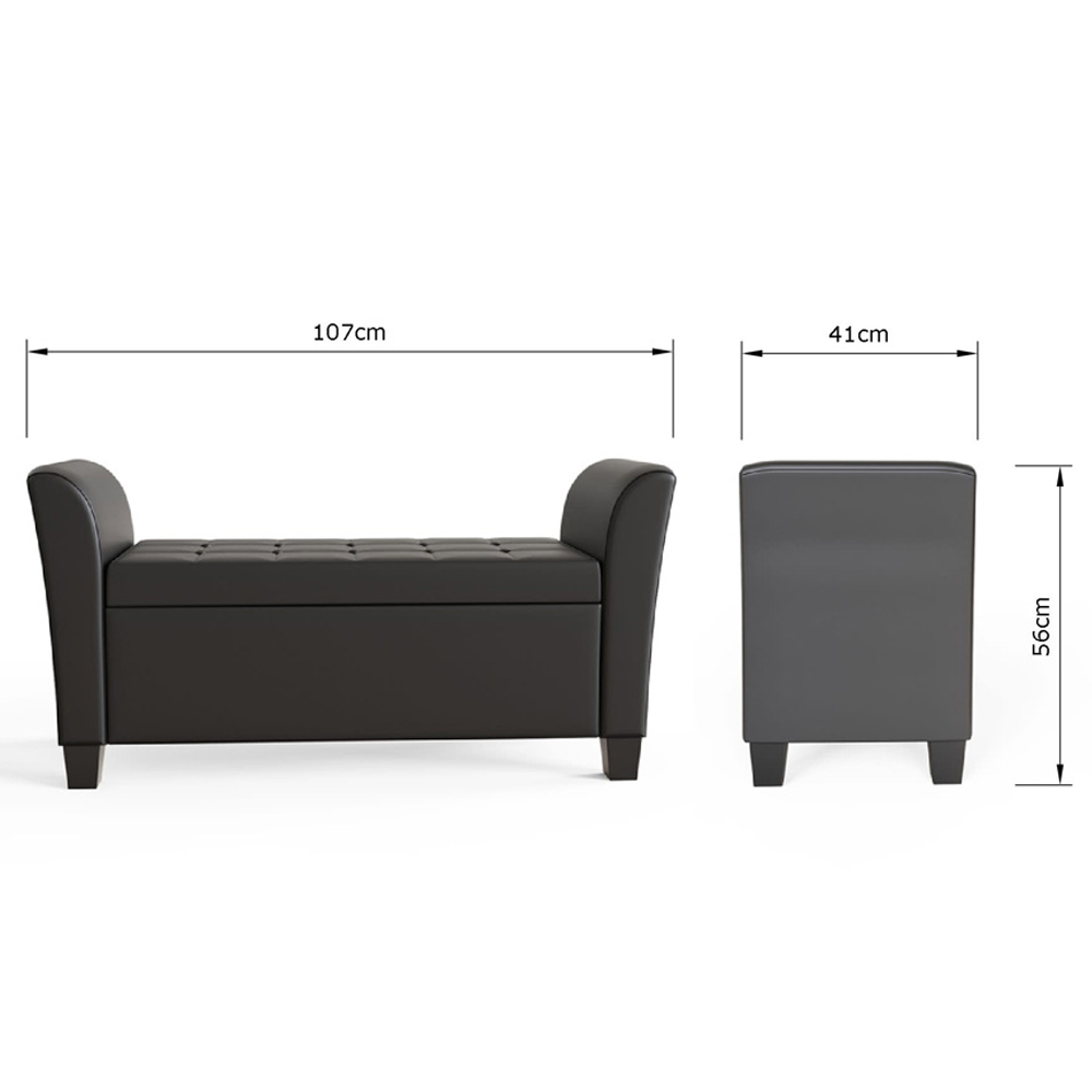 GFW Verona Black Upholstered Window Seat Image 9