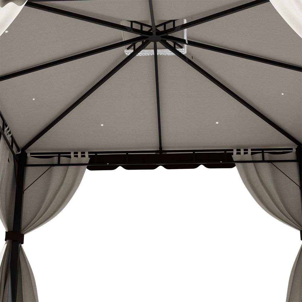 Living and Home 10 x 10ft Tiered Roof Metal Frame Gazebo with Waterproof Canopy Image 6