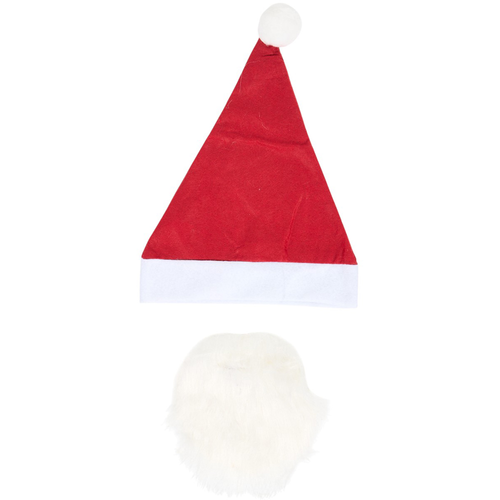 Santa T-Shirt, Beard & Hat Set - Red Image 4