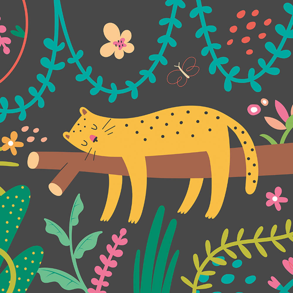 Origin Murals Sleeping Jungle Leopard Black Wall Mural Image 2