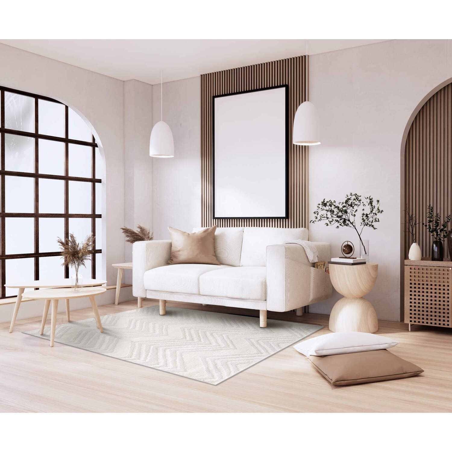 Ashton Zigzag Rug - White / 120cm Image 2