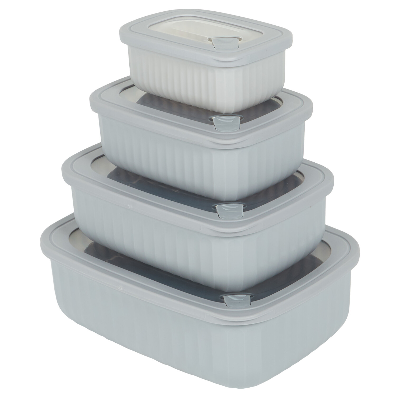 Set of 4 Rectangle Food Storage Containers - Grey Image 4