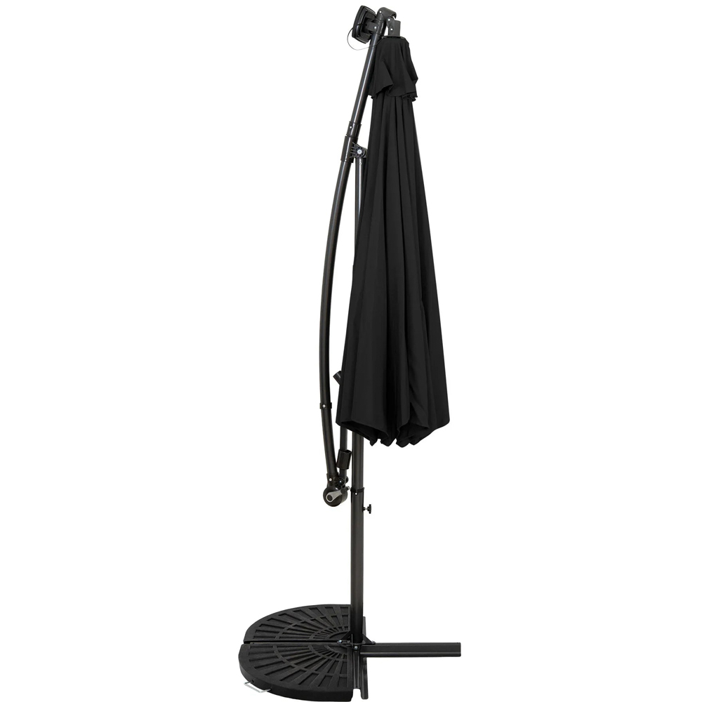 MonsterShop LED Black Cantilever Parasol with Half Fan Base 3m Image 3