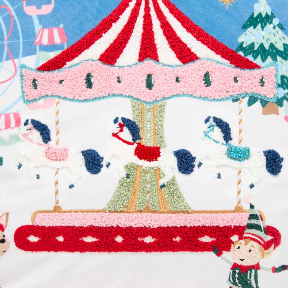 Winter Fairground Cushion - Blue Image 3