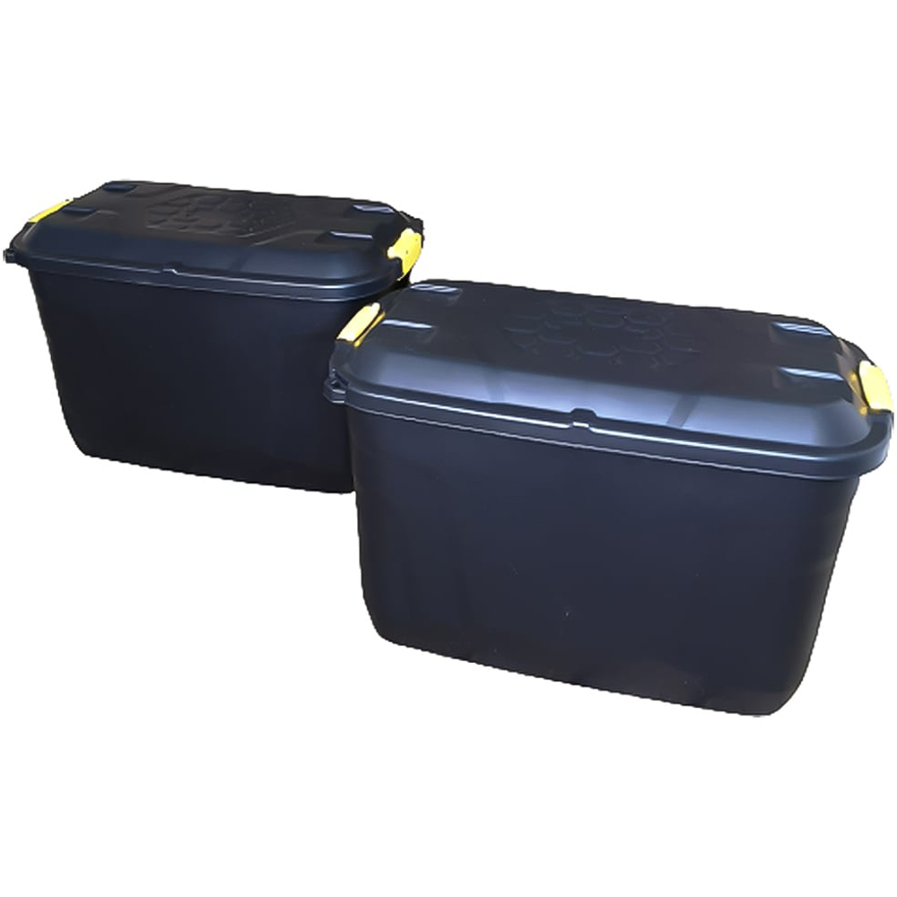 Samuel Alexander Black Trunk Storage Chest with Clips 110L 2 Pack Image 2