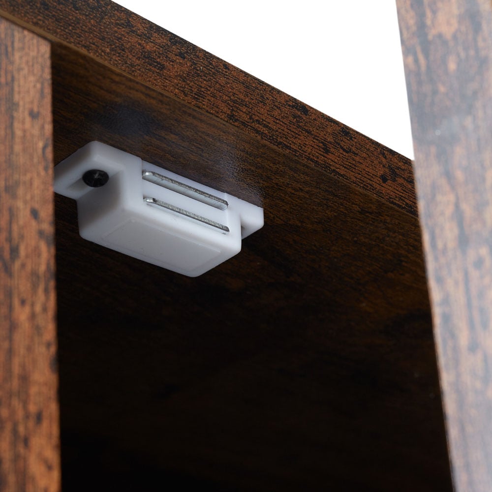 tectake Runcorn Single Door 3 Shelf Dark Rustic Wooden Sideboard Image 7