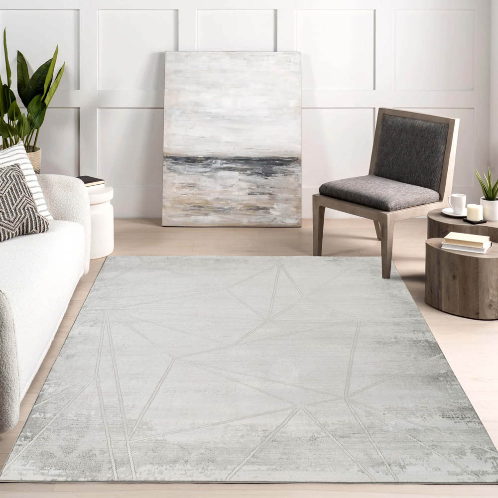 Desire Rugs Novu Mirage Grey Modern Abstract Geometric Metallic Rug 160 x 230cm Image 2