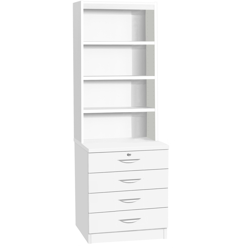 R White Cabinets 4 Drawer 4 Shelf White Chest of Drawers Image 2
