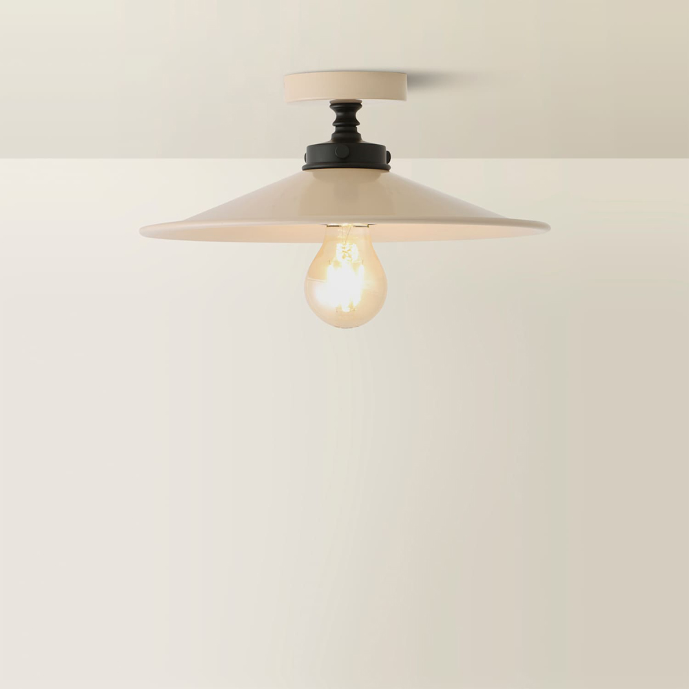 ValueLights Hampstead Natural Rolled Edge Tapered Flush Ceiling Light with Bulb Image 5
