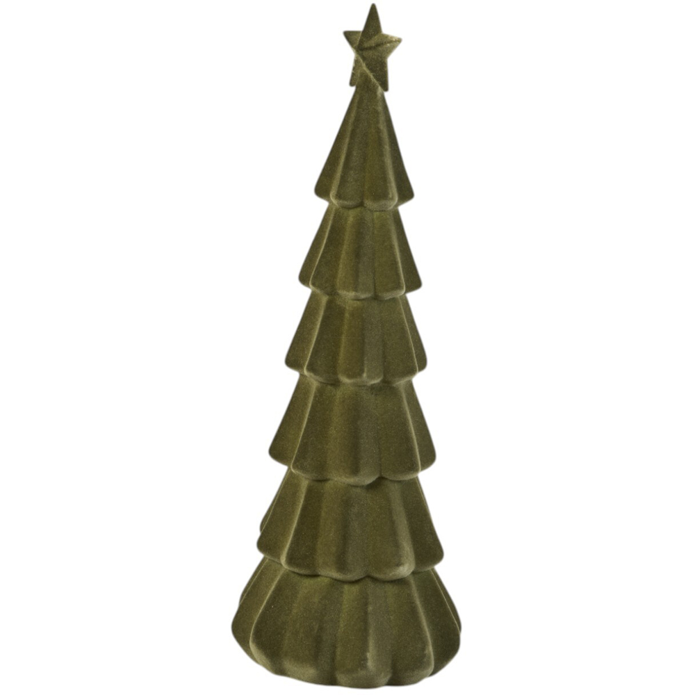 Flocked Christmas Tree with Star - Green Image 2