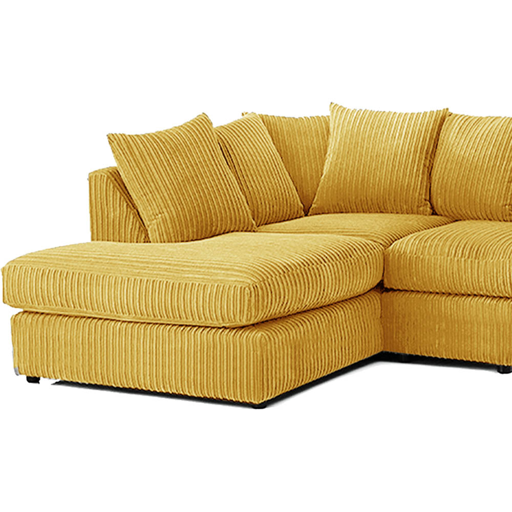 Luxor 4 Seater Mustard Jumbo Cord Left Hand Facing Scatter Back L Shaped Corner Sofa Set Image 3