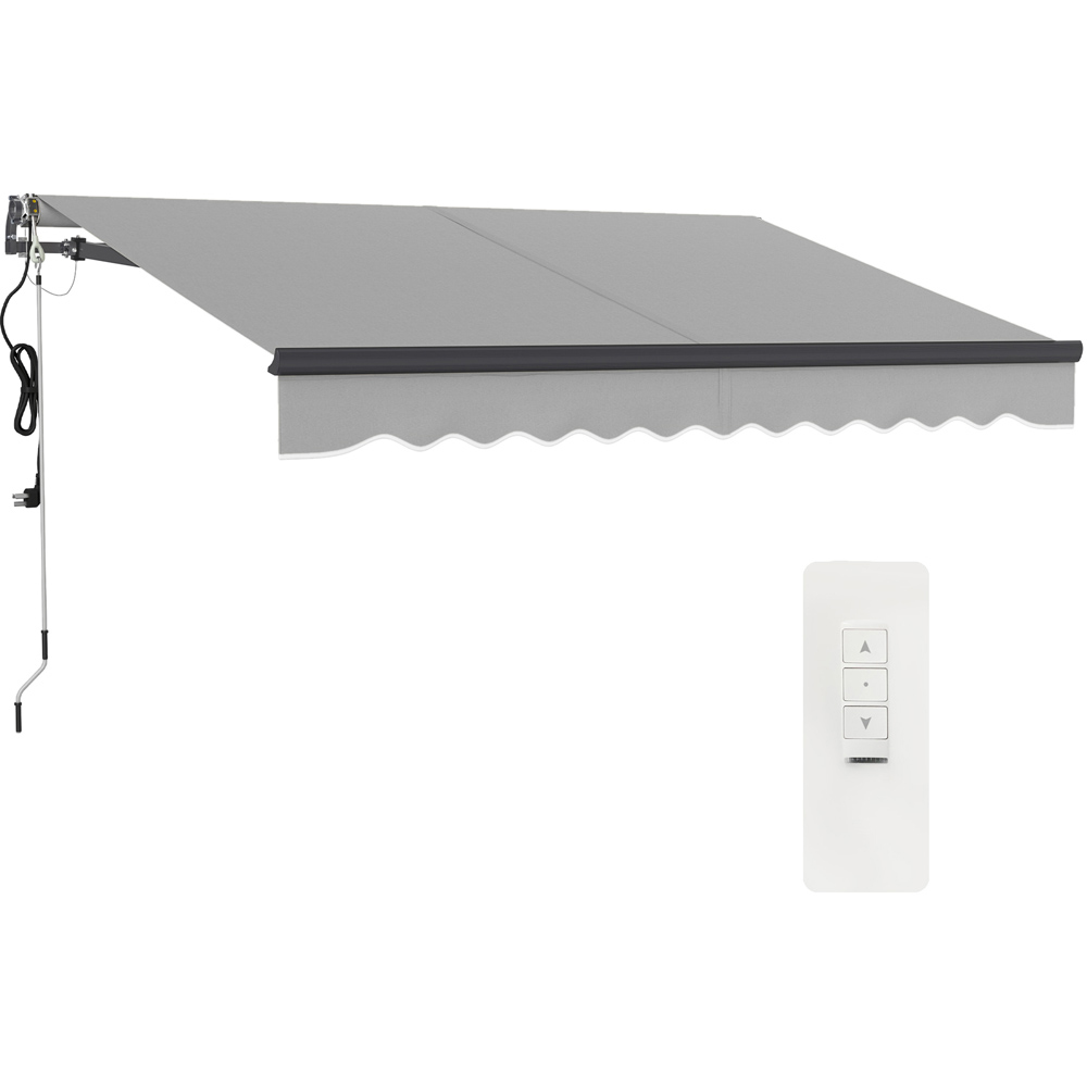 Outsunny 3.5 x 2.5m Light Grey Electric Retractable Awning Image 2