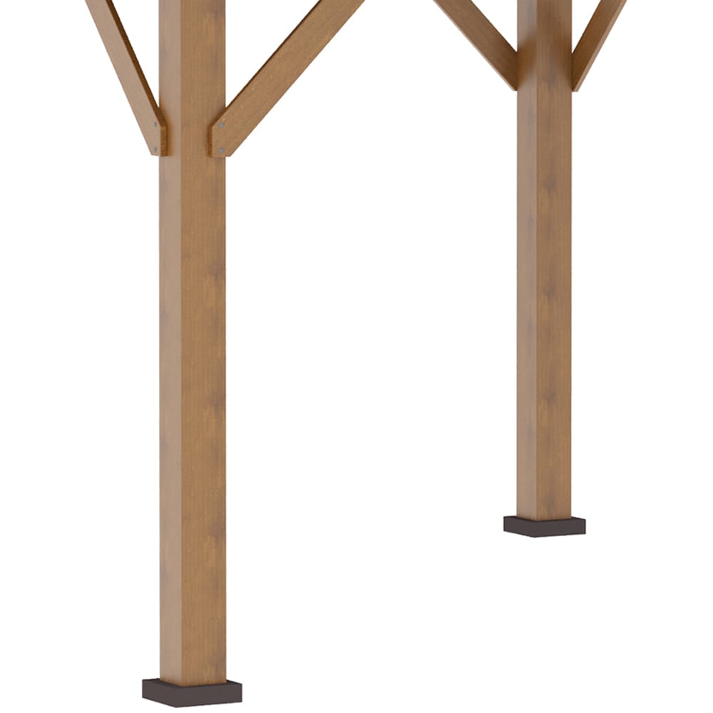 Outsunny 3.5 x 3.5m Black Wood Frame Double Tiered Hardtop Gazebo Image 3