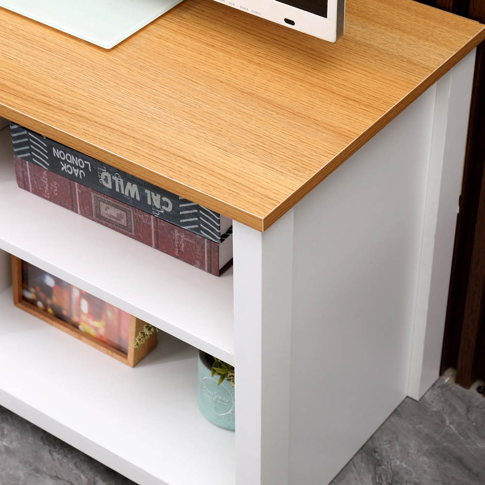 FurnitureHMD Single Door 2 Shelf White and Oak Effect Wooden TV Unit Image 4