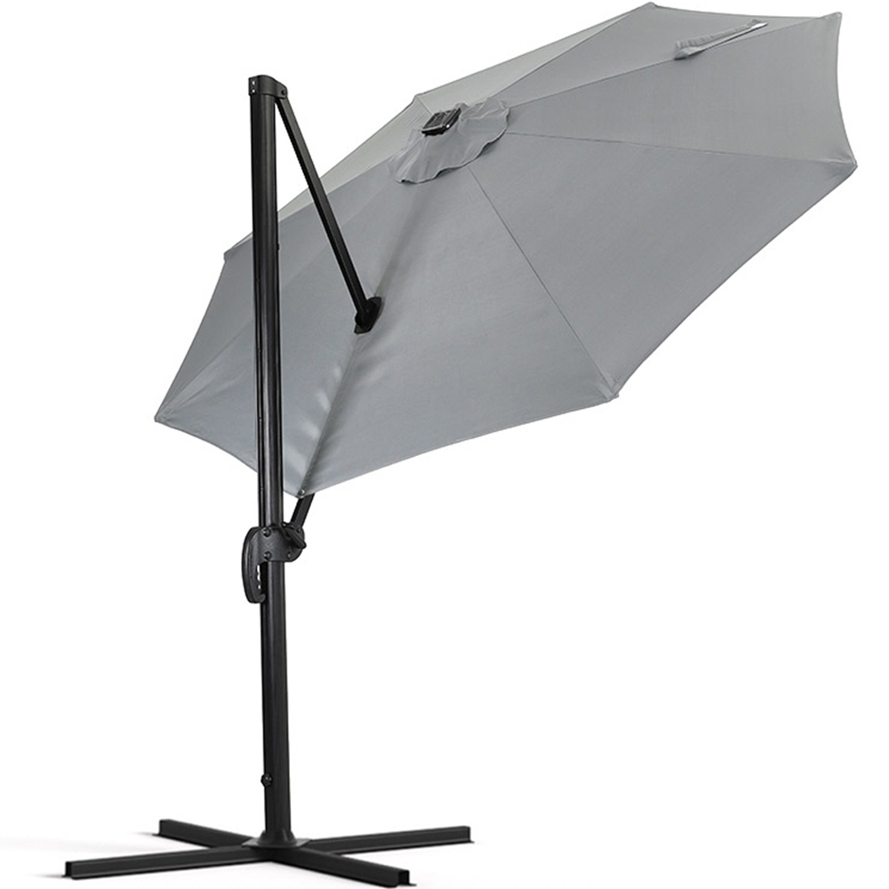 Living and Home Light Grey LED Rotatable Cantilever Parasol 3m Image 3