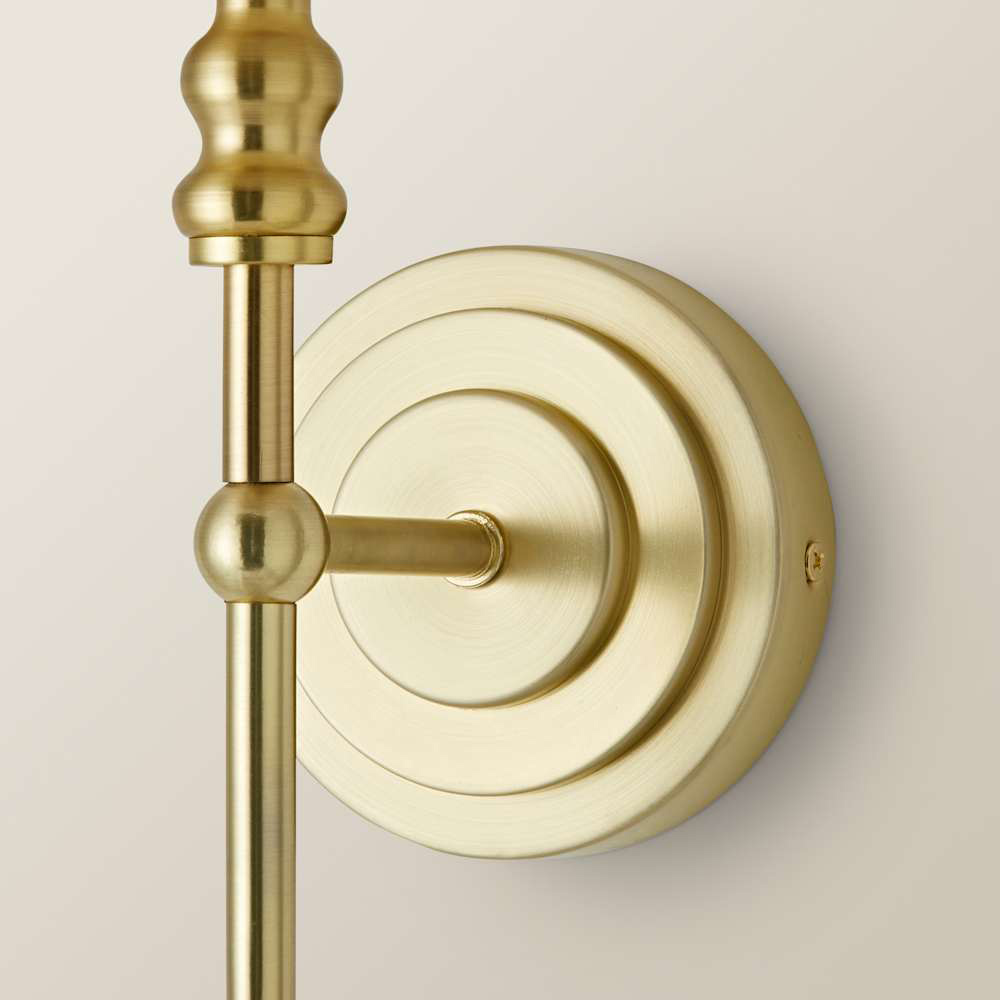 ValueLights Maggie Linen Shade Brushed Gold Candlestick LED Wall Light with Bulb Image 5