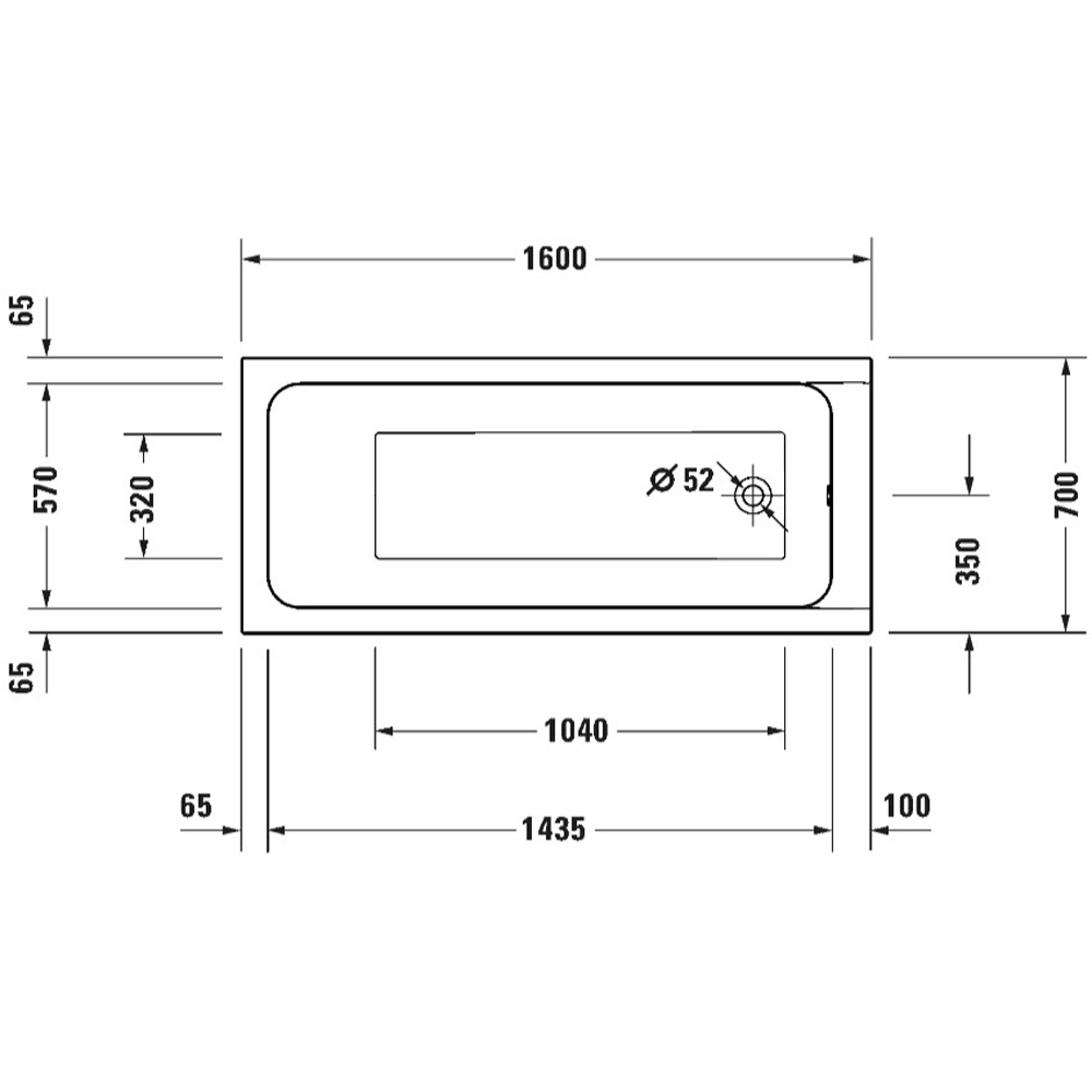 Duravit D-Code White Single Ended Bathtub 1600 x 700mm Image 2
