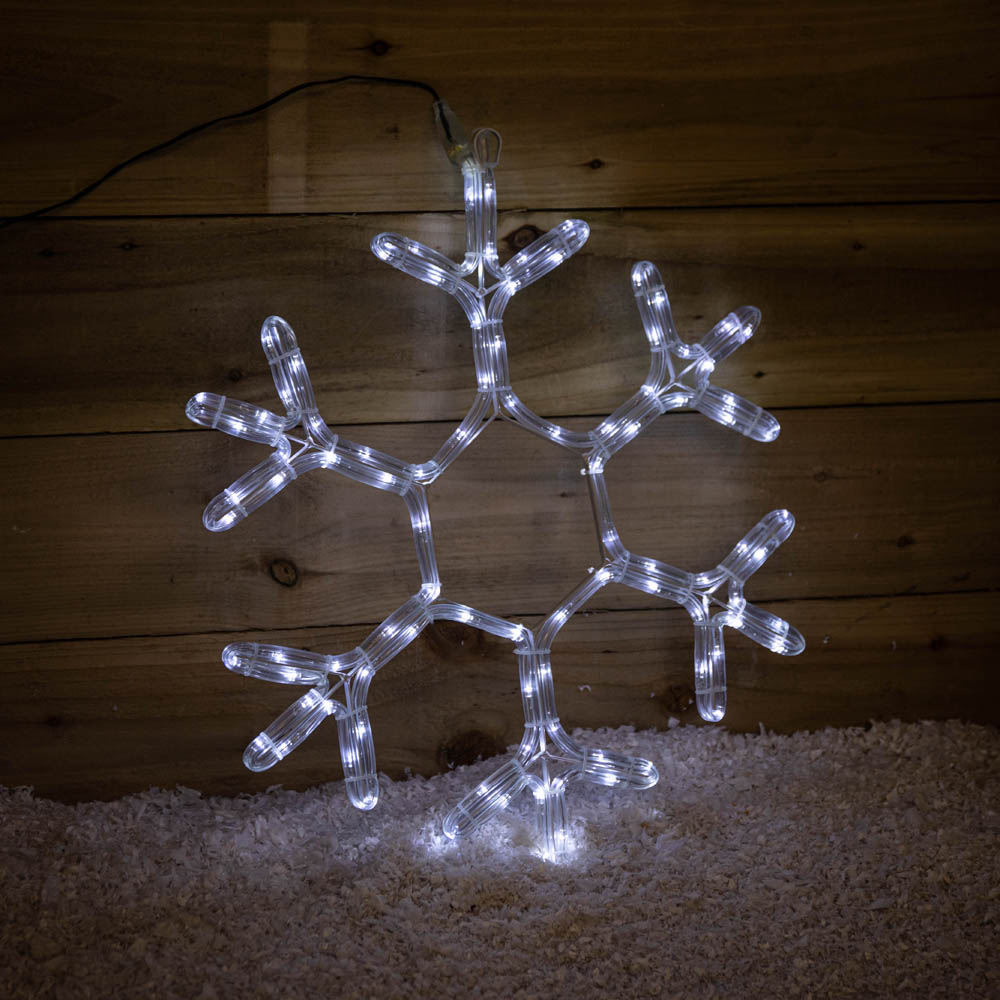 Samuel Alexander White LED Hanging Christmas Snowflake Rope Light 53cm Image 7