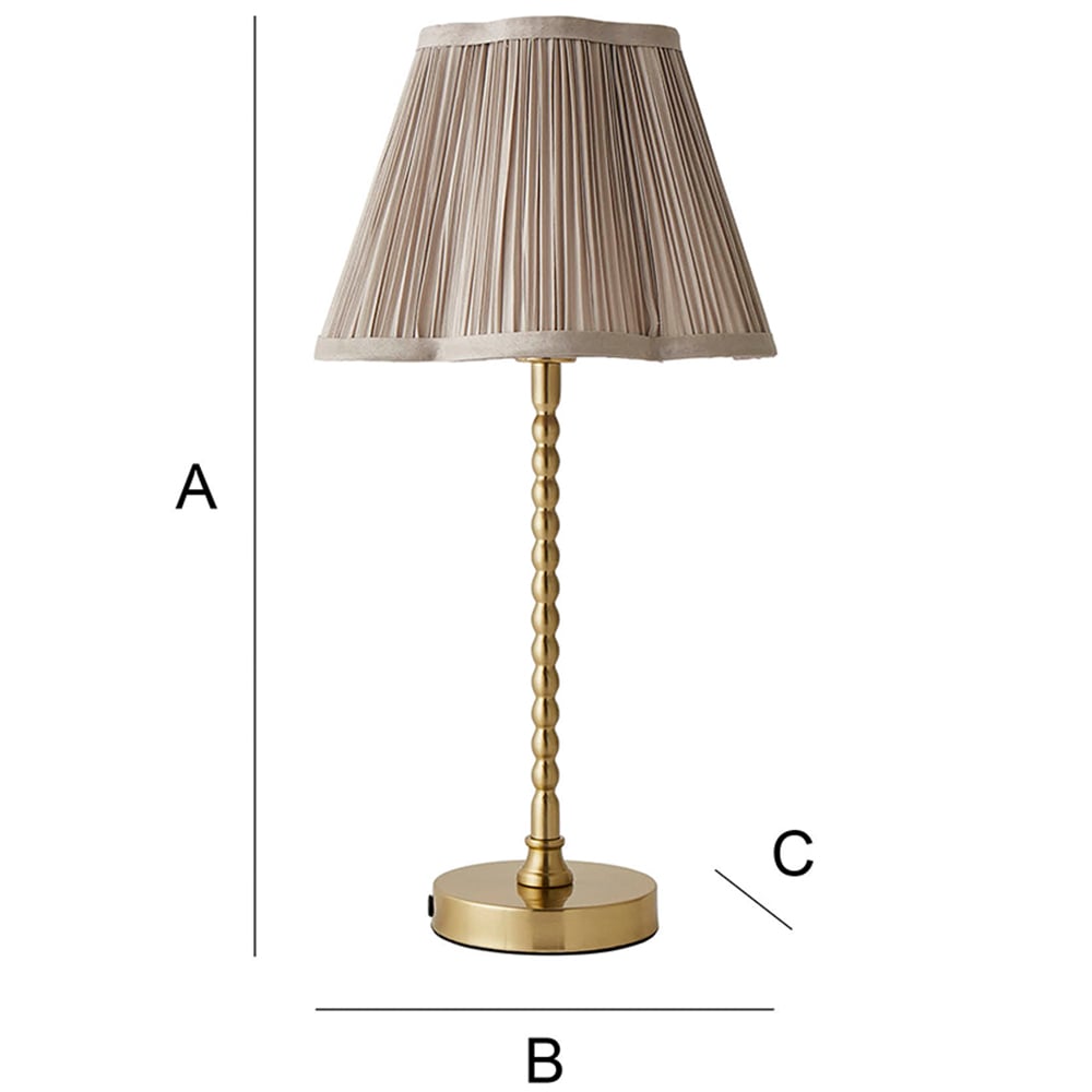 ValueLights Maeve Light Grey Pleat Faux Silk Scallop Shade Gold Bobbin LED Table Lamp Image 7