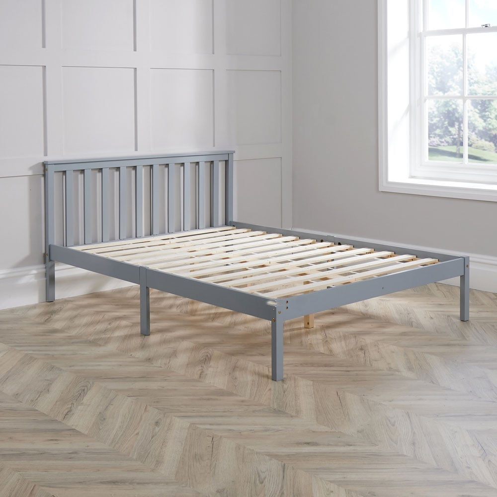 Home Source Florida Double Grey Low End Wooden Bed Image 6