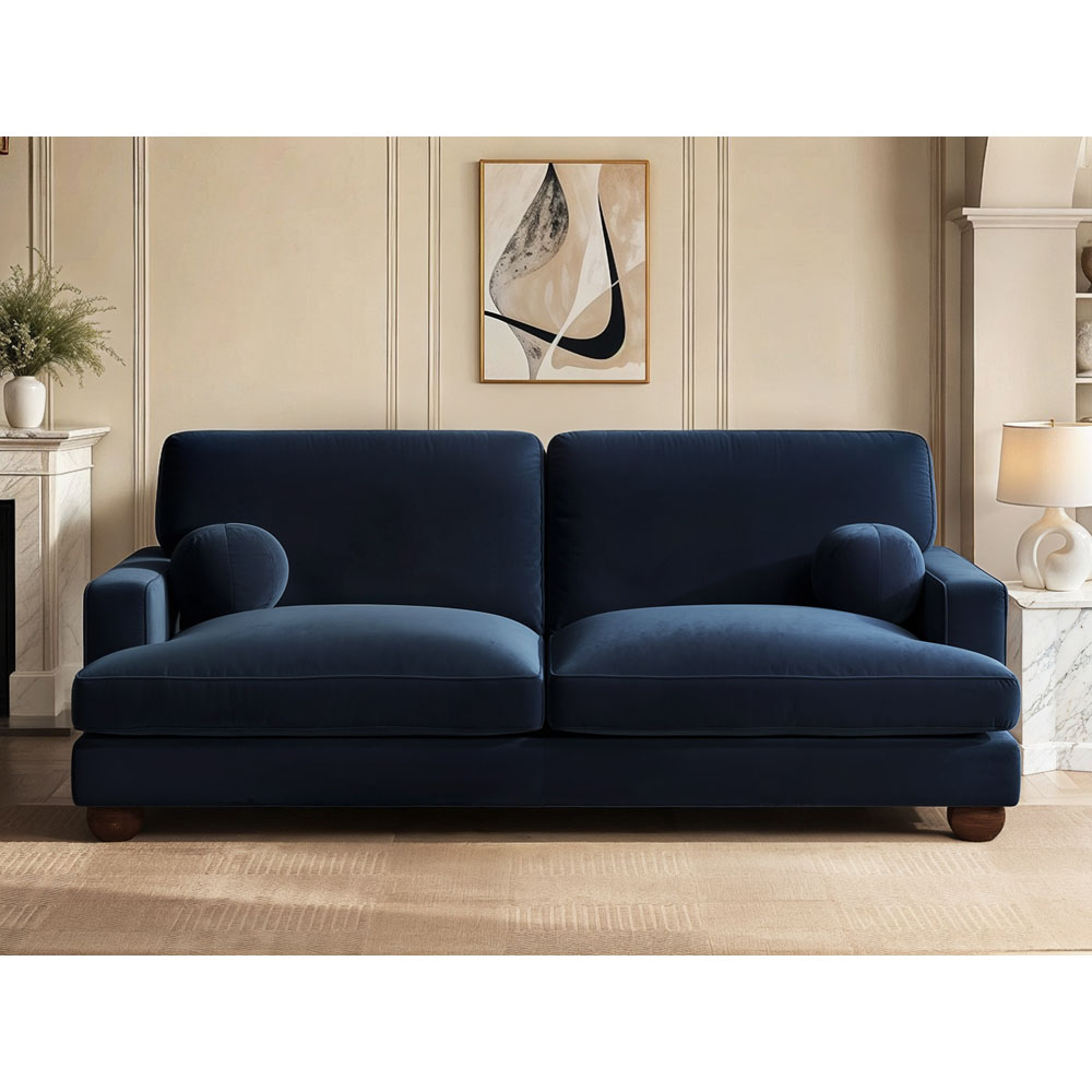 Solace+Co Addison 3 Seater Blue Velvet Sofa Image 5