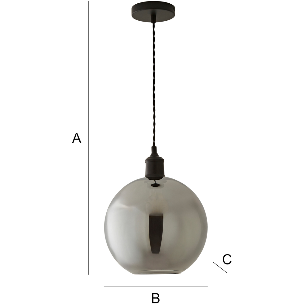 ValueLights Bellamy Single Smoked Glass Globe Matte Black LED Ceiling LED Pendant Light Image 7