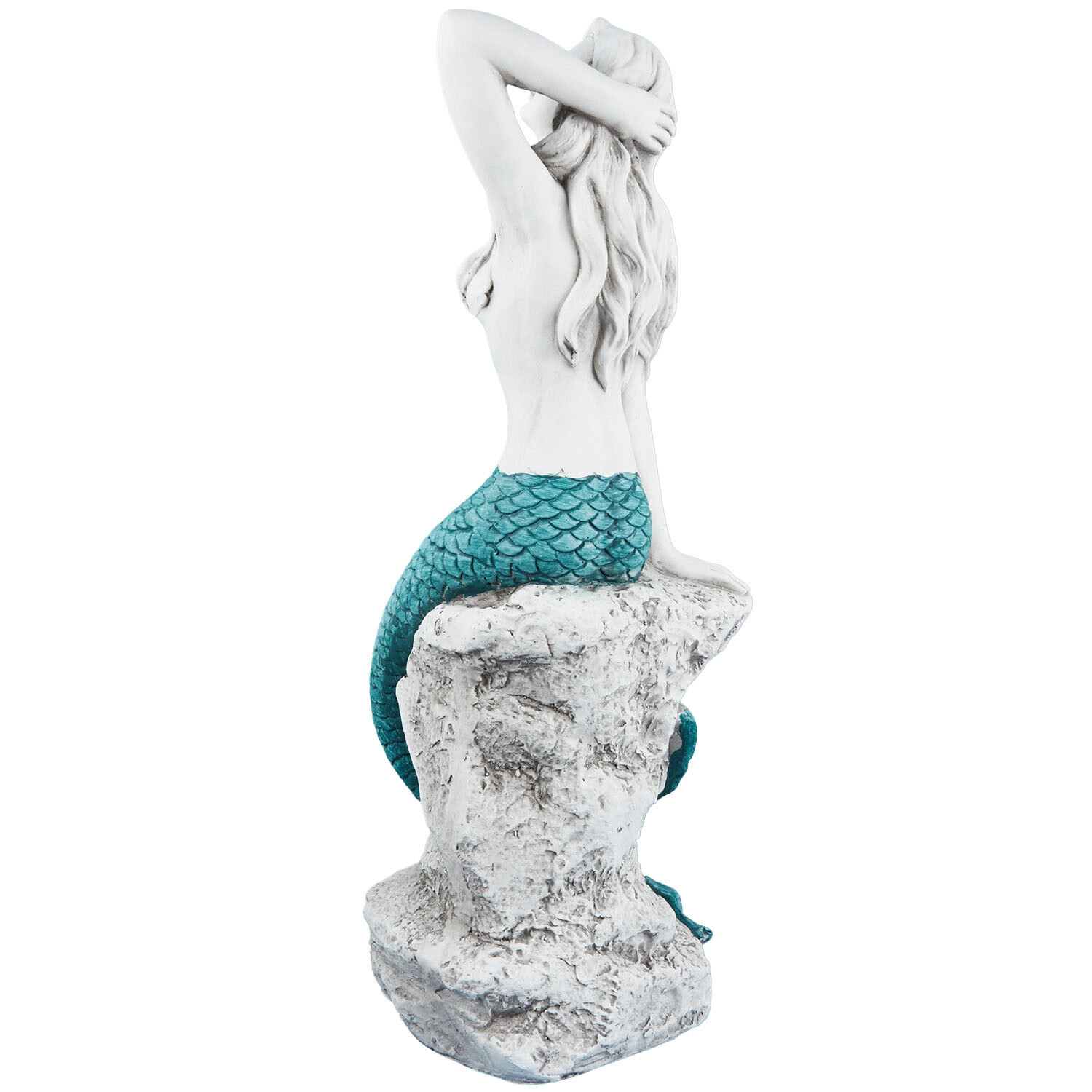 Sitting Mermaid Statue - White and Blue Image 2
