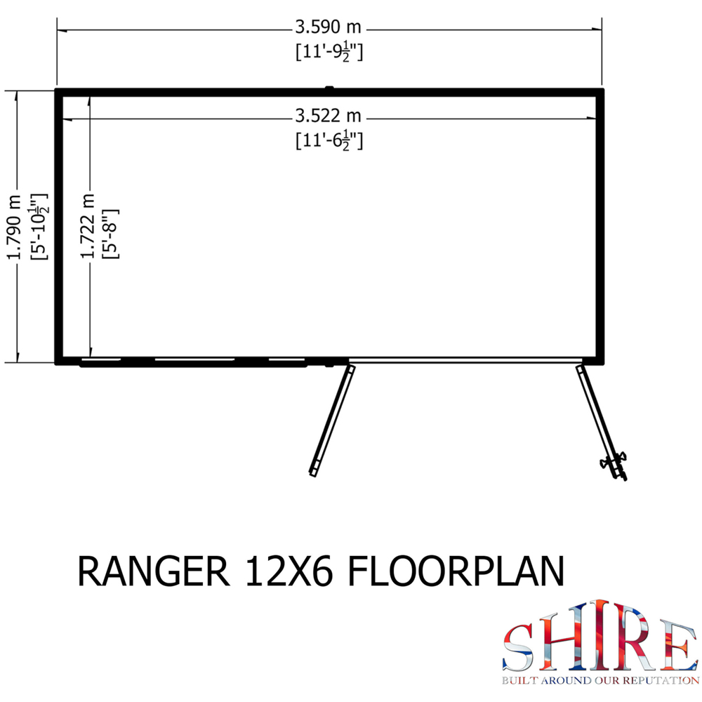 Shire 12 x 6ft Ranger Pent Shed Image 9