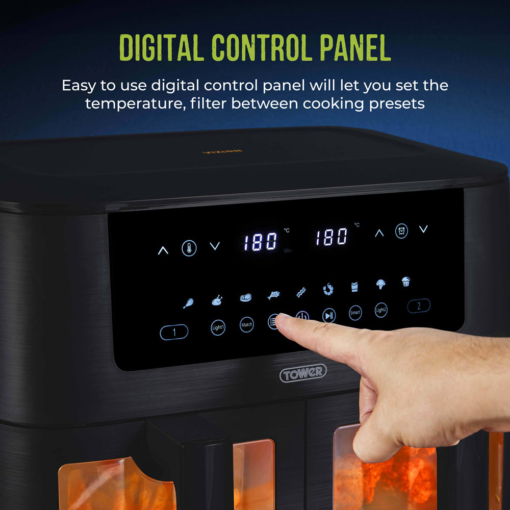 Tower Vortx Vizion T17151 Black Dual Basket Digital Air Fryer 8L Image 4