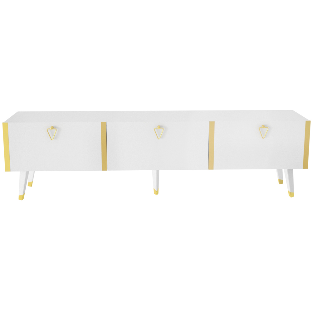 Decorotika Milagro 3 Cabinet White and Gold TV Unit Image 2