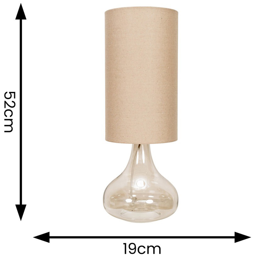 ValueLights Sylvie Natural Linen Tall Lamp Shade Amber Glass Squat LED Table Lamp Image 4