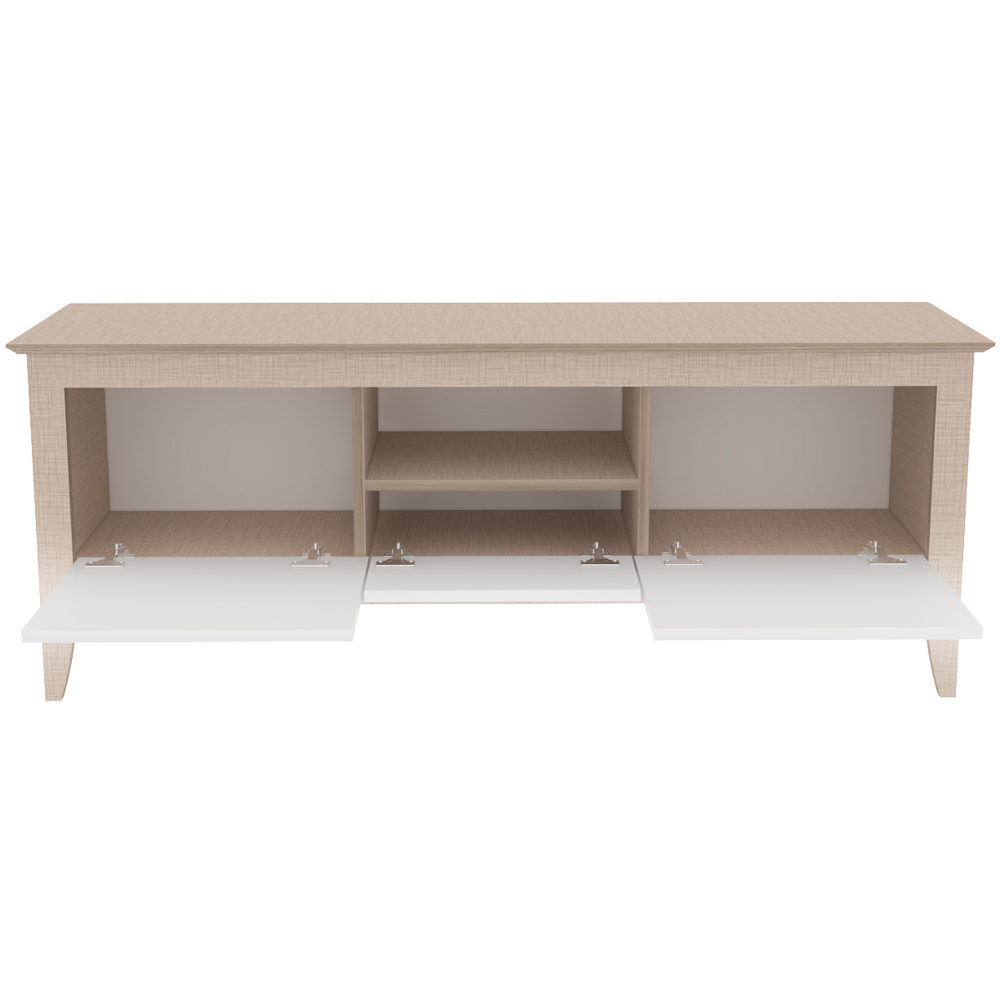 Decorotika Verde 3 Door Single Shelf Beige and White TV Unit Image 3