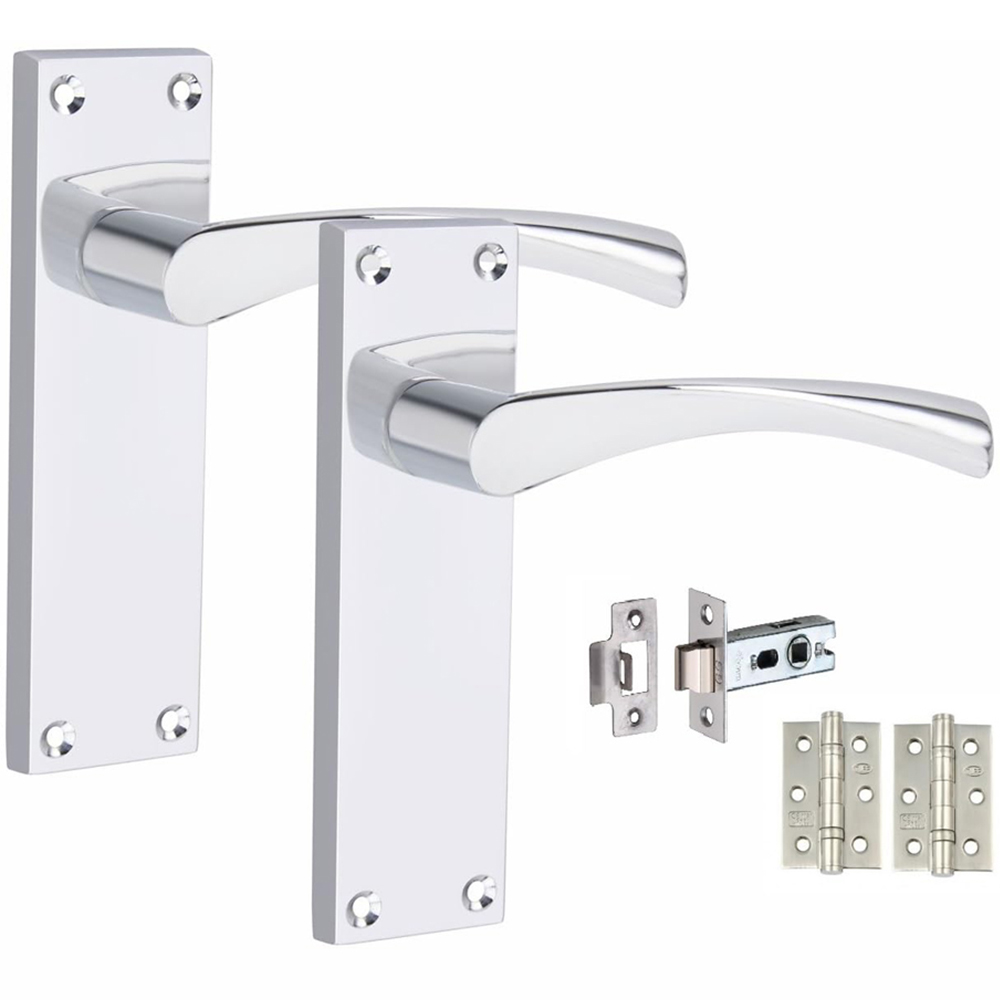 Golden Grace Silver Victorian Scroll Astrid Latch Door Handle with Hinge 6 Pack 150 x 40mm Image 2