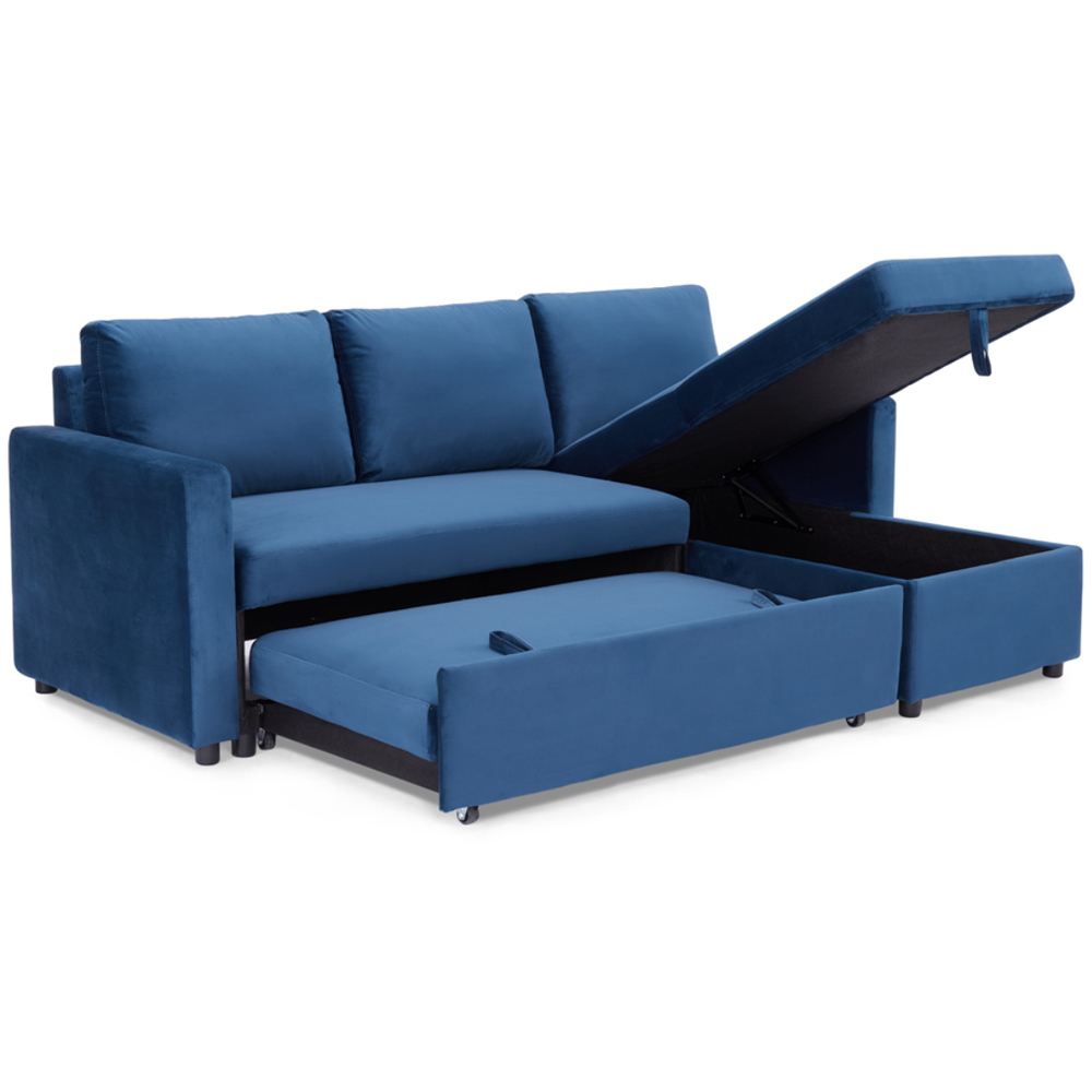 Home Detail Dorset Small Double Sleeper Blue Velvet Pull Out Sofa Bed with Storage Image 6