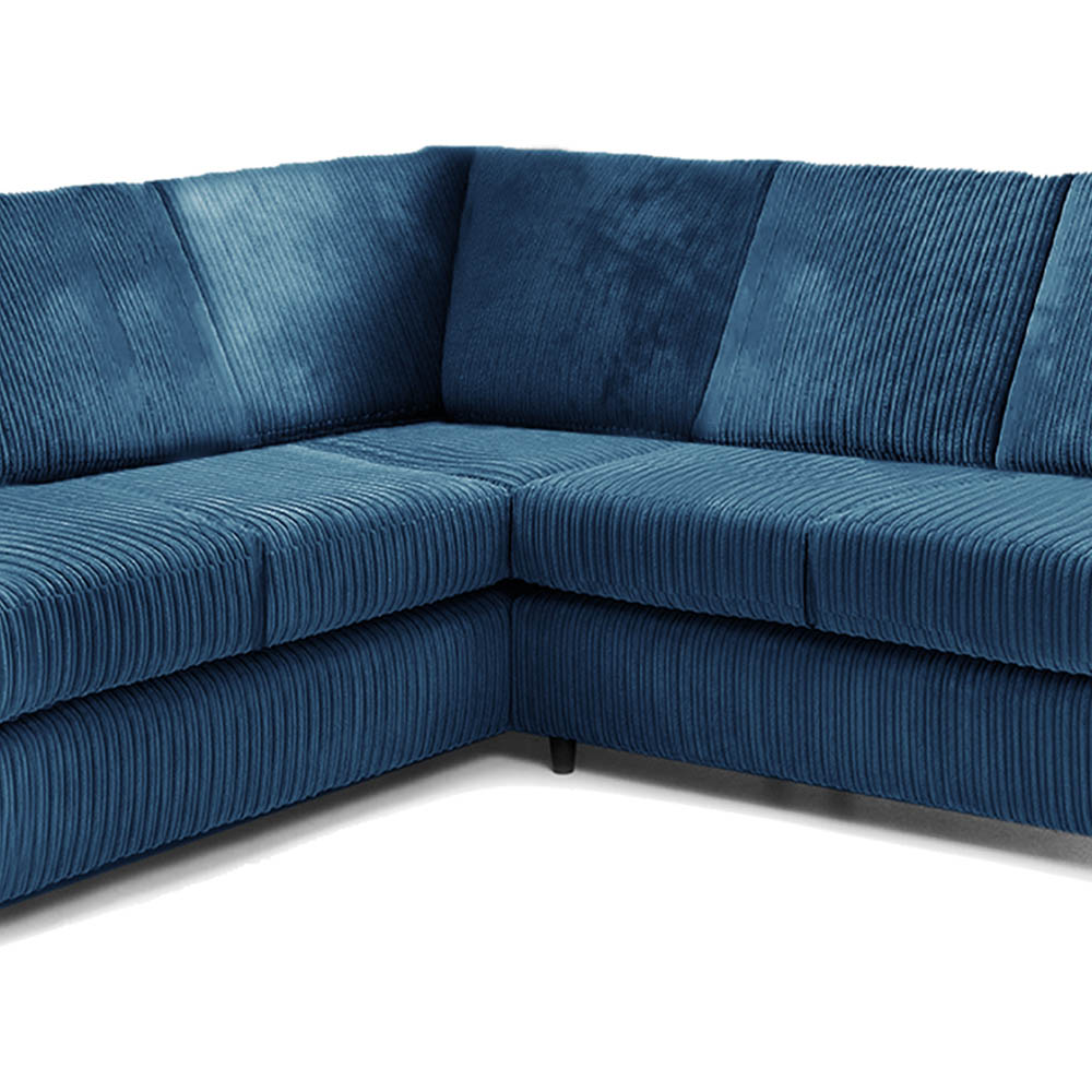 Luxor 5 Seater Marine Blue Jumbo Cord Full Back L Shaped Corner Sofa Set Image 4
