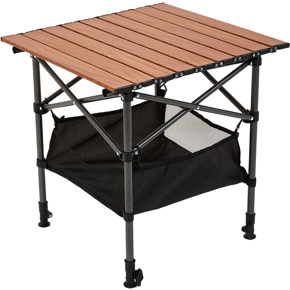 Living and Home Brown Square Portable Folding Camping Table Image 2