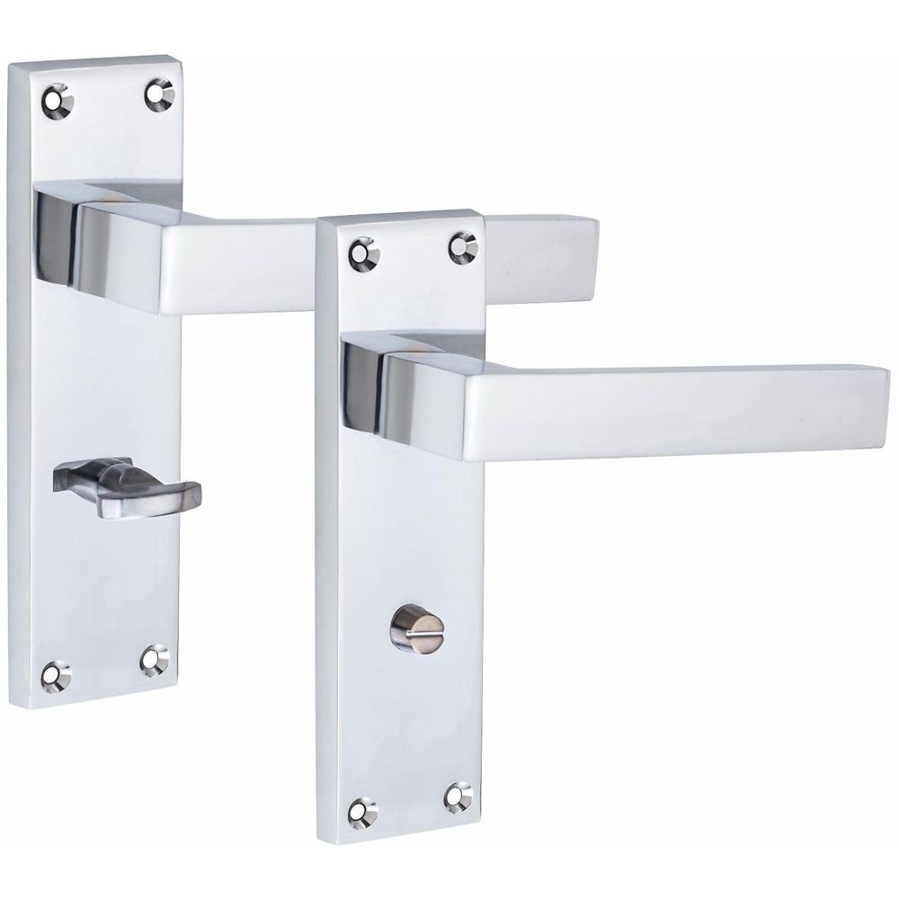 Golden Grace Polished Chrome Victorian Straight Delta Bathroom Latch Door Handle with Hinge Image 3