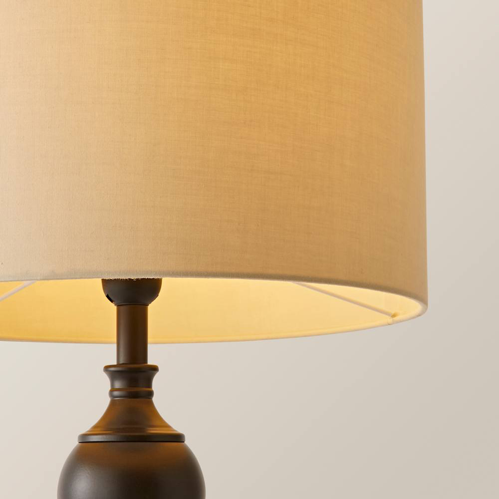 ValueLights Natural Drum Shade Declan Metal Candlestick LED Table Lamp with Bulb Image 5