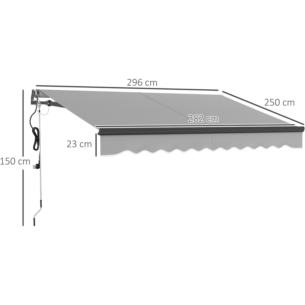 Outsunny 3.5 x 2.5m Light Grey Electric Retractable Awning Image 9