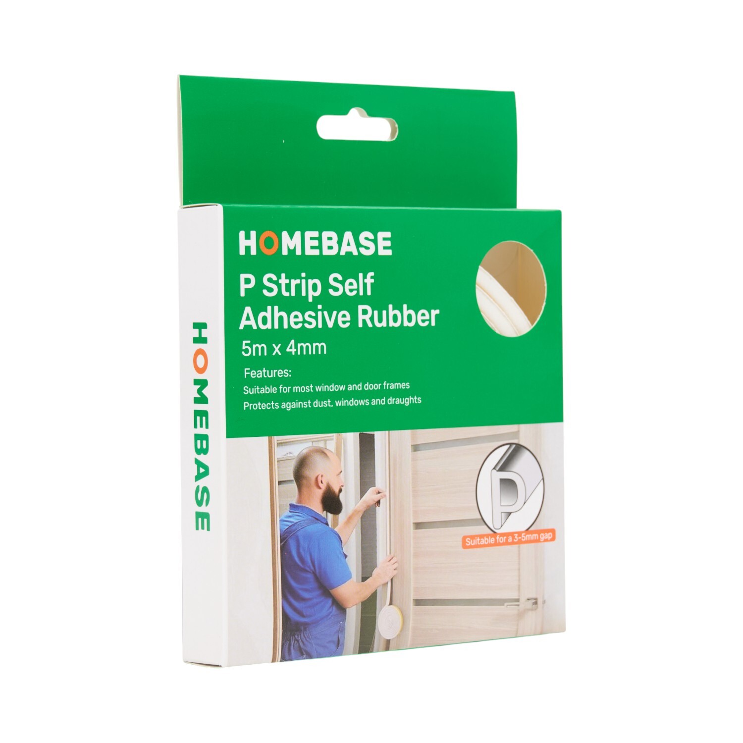 P Strip Self Adhesive Rubber White Image 2