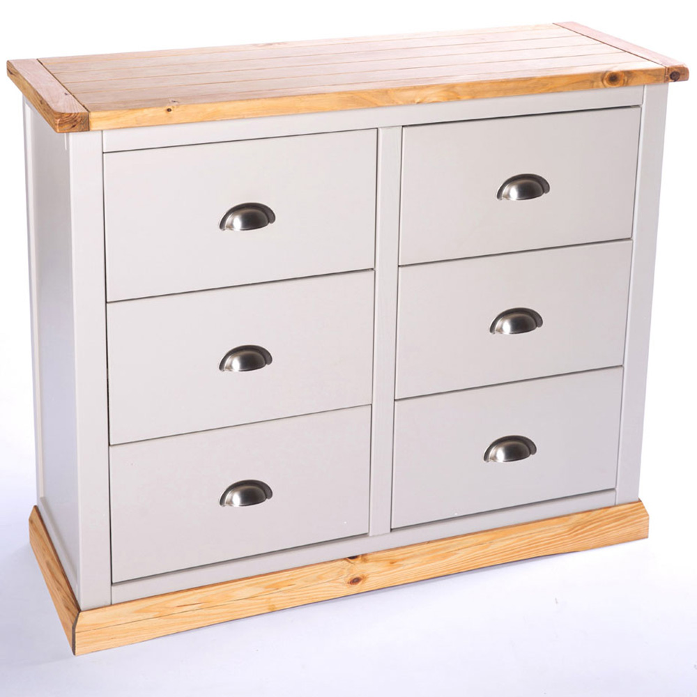 Cabinet Bits Bomporto 6 Drawer Grey Chrome Cup Handle Chest of Drawers Image 4