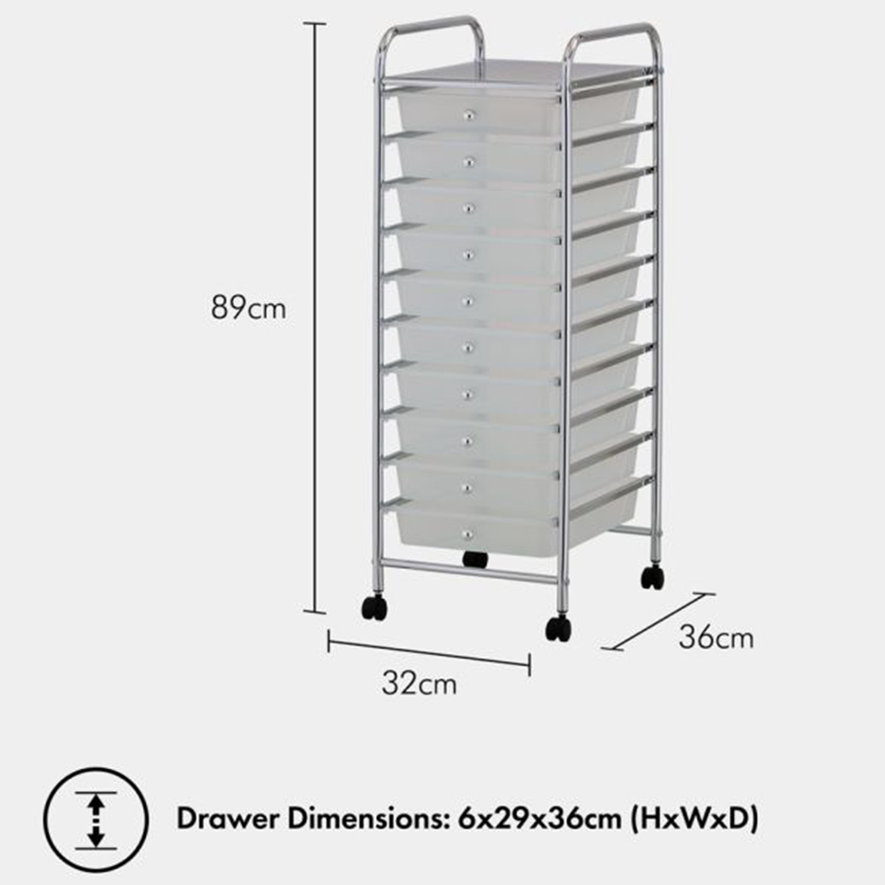 VonHaus 10 Drawer Storage Trolley Image 7