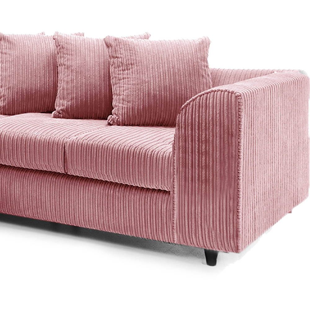 Luxor 5 Seater Pink Jumbo Cord Scatter Back L Shaped Corner Sofa Set Image 5