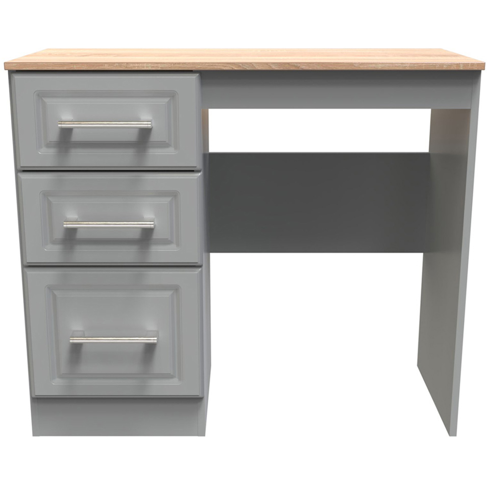 Crowndale Kent 3 Drawer Dusk Grey Bardolino Oak Vanity Dressing Table Image 3