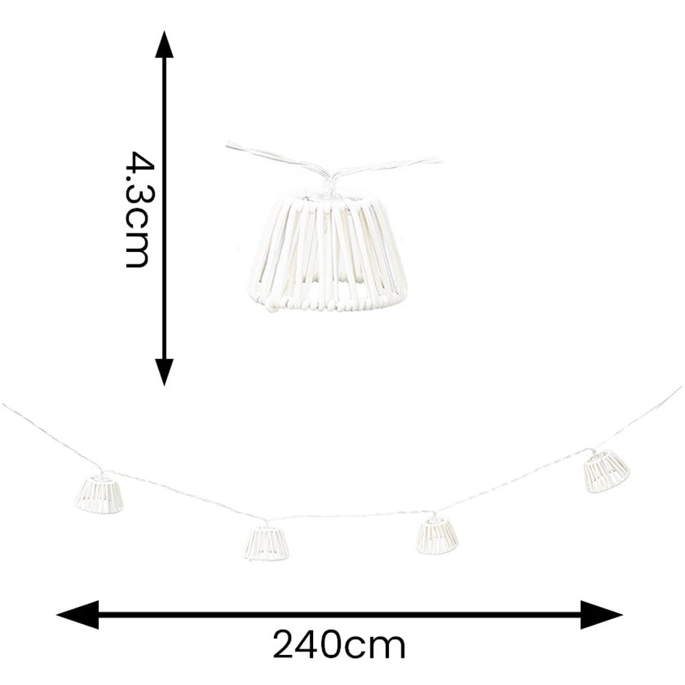 ValueLights White Rope Wicker Basket Battery Operated Outdoor Garden String Light 10 Pack Image 4