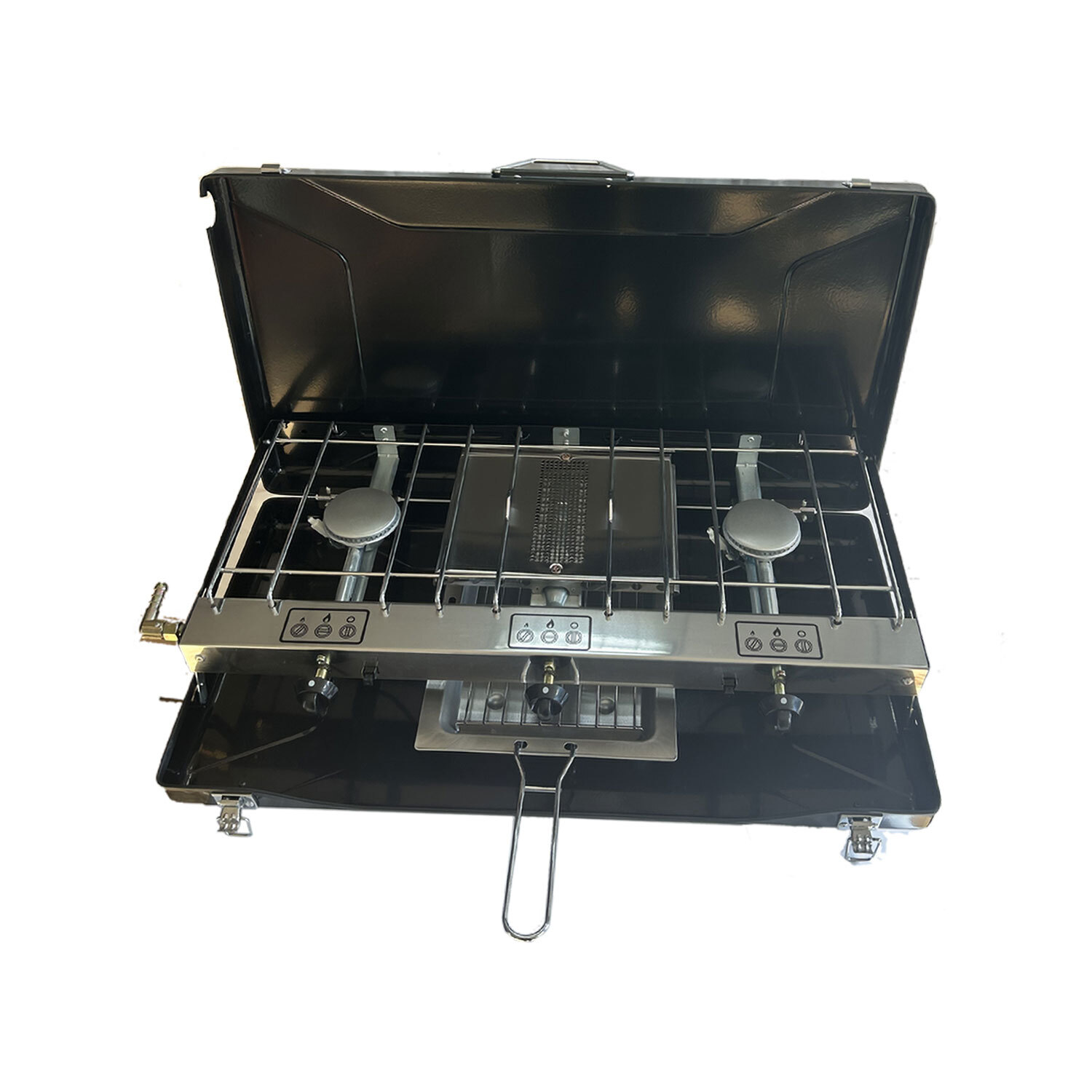 Portable Double Burner Gas Grill Black Image 4