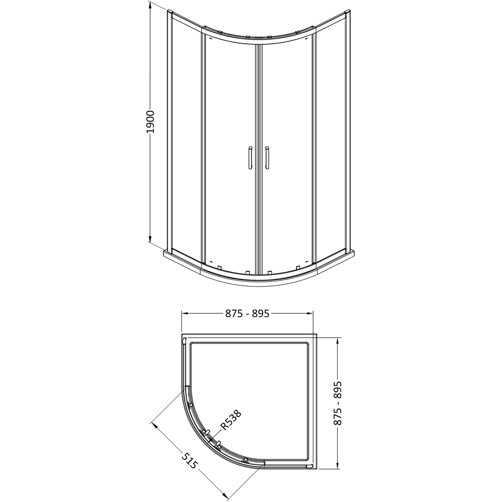 Oem Chrome Quadrant Shower Enclosure 900mm Image 2
