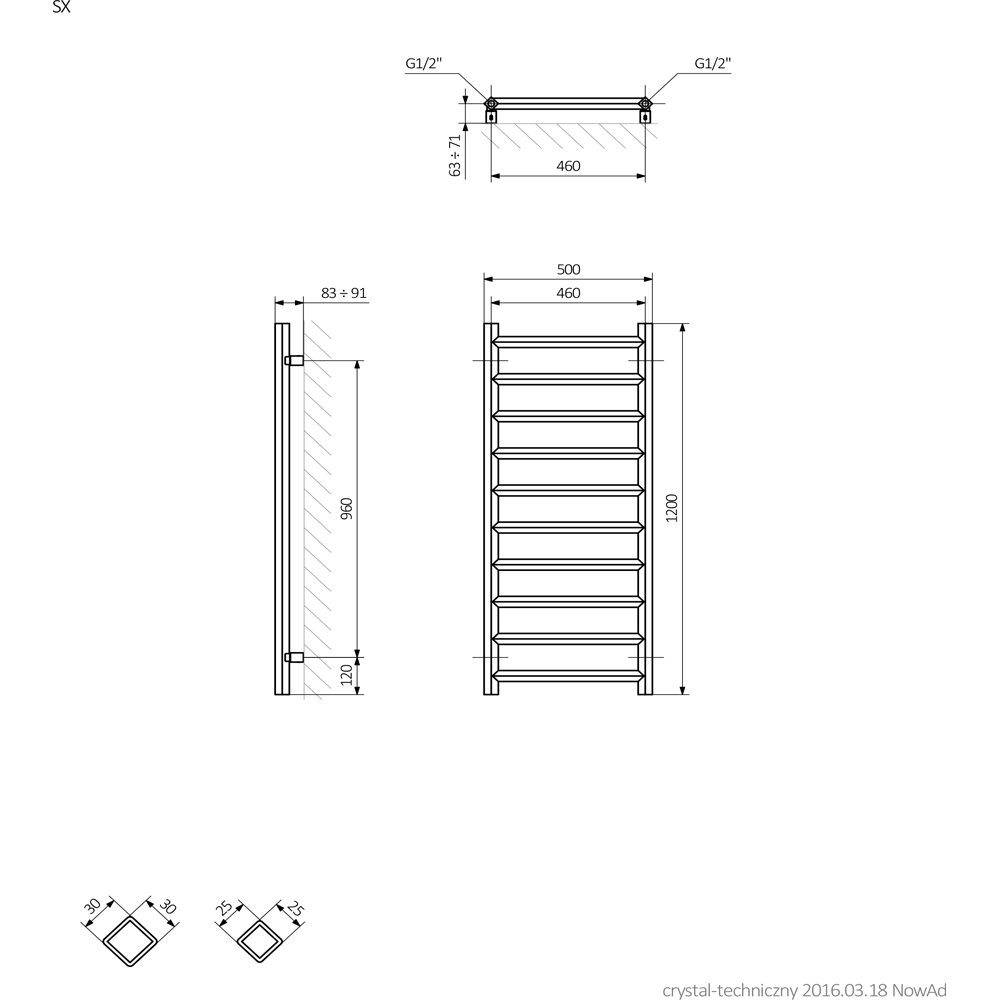 Terma Crystal Modern Grey Electric Towel Rail 1200 x 500mm Image 7