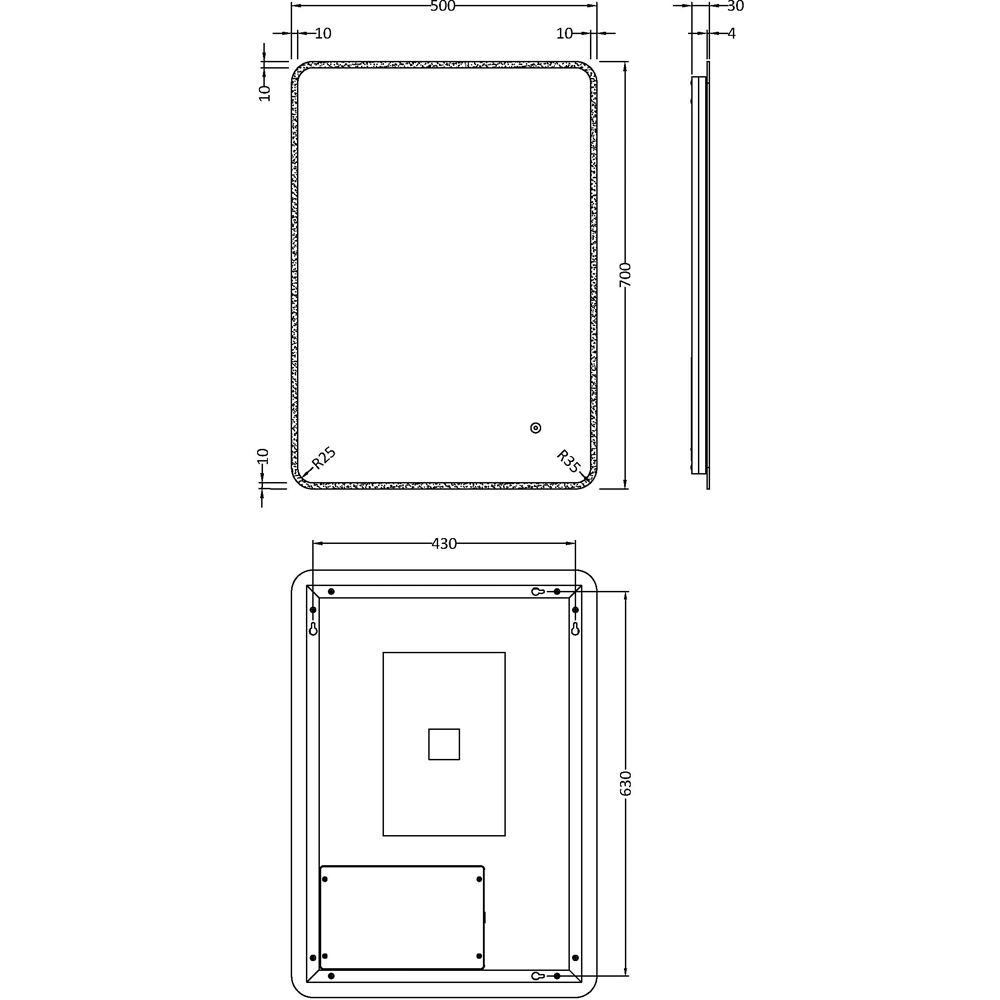 nuie Ambient LED Touch Sensor Mirror 700 x 500mm Image 3