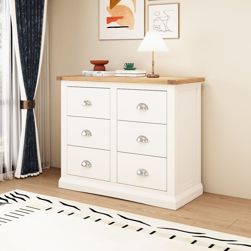 Cabinet Bits Cosenza 6 Drawer White Chrome Cup Handle Chest of Drawers Image 8